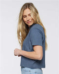 LAT 3518 Women's Boxy Tee - Vintage Denim - model side