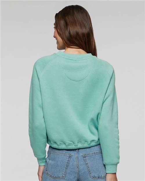 LAT 3528 Women's Relaxed Boxy Crewneck Sweatshirt - Saltwater - model back