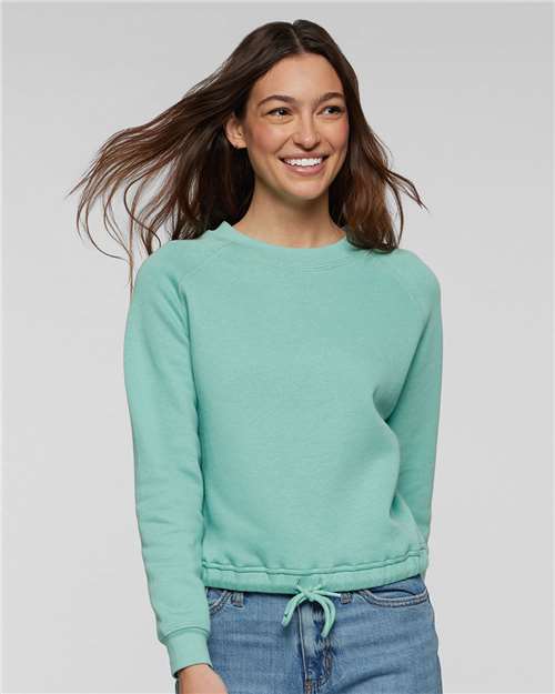 LAT 3528 Women's Relaxed Boxy Crewneck Sweatshirt - Saltwater - model front