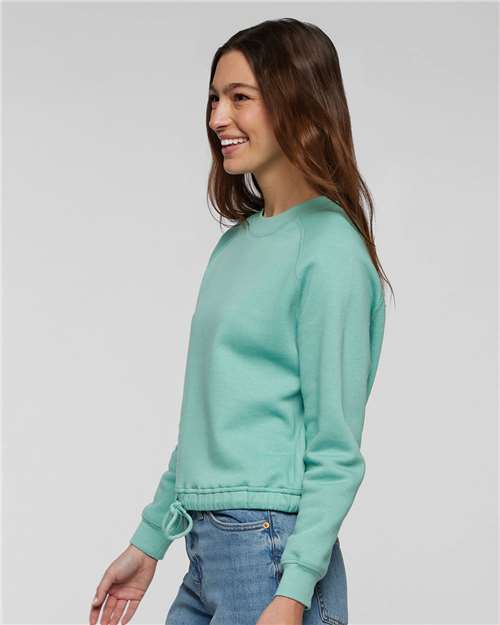 LAT 3528 Women's Relaxed Boxy Crewneck Sweatshirt - Saltwater - model side