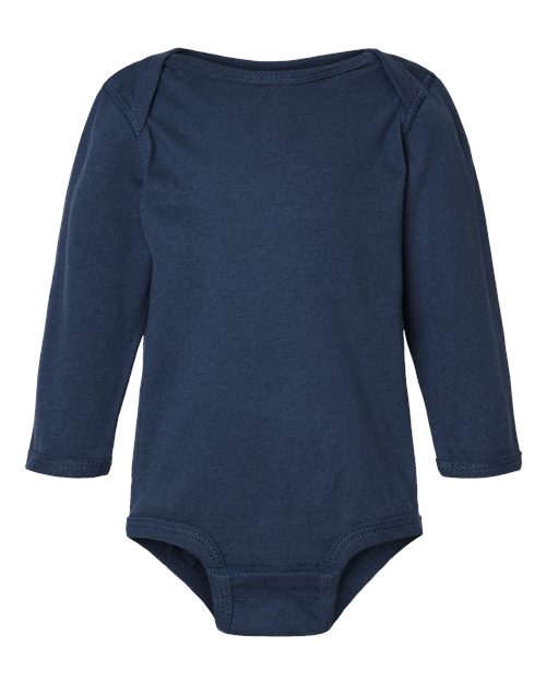 Rabbit Skins 4421 Infant Fine Jersey Long Sleeve Bodysuit - Denim - front