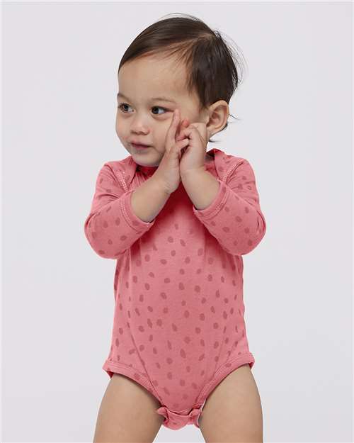 Rabbit Skins 4421 Infant Fine Jersey Long Sleeve Bodysuit - Mauvelous Spot - model front