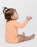 Rabbit Skins 4421 Infant Fine Jersey Long Sleeve Bodysuit - Peachy - model back