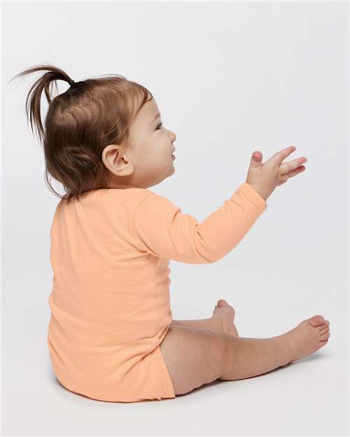 Rabbit Skins 4421 Infant Fine Jersey Long Sleeve Bodysuit - Peachy - model back