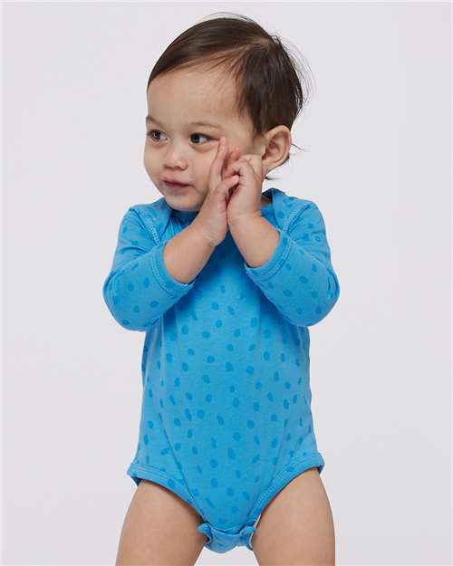 Rabbit Skins 4421 Infant Fine Jersey Long Sleeve Bodysuit - Tradewind Spot - model front