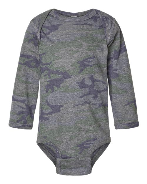 Rabbit Skins 4421 Infant Fine Jersey Long Sleeve Bodysuit - Vintage Camo - front