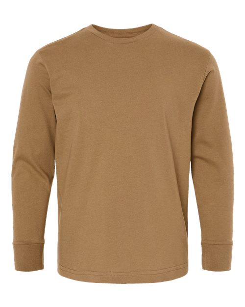 LAT 6201 Youth Fine Jersey Long Sleeve Tee - Coyote Brown - front