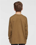 LAT 6201 Youth Fine Jersey Long Sleeve Tee - Coyote Brown - model back