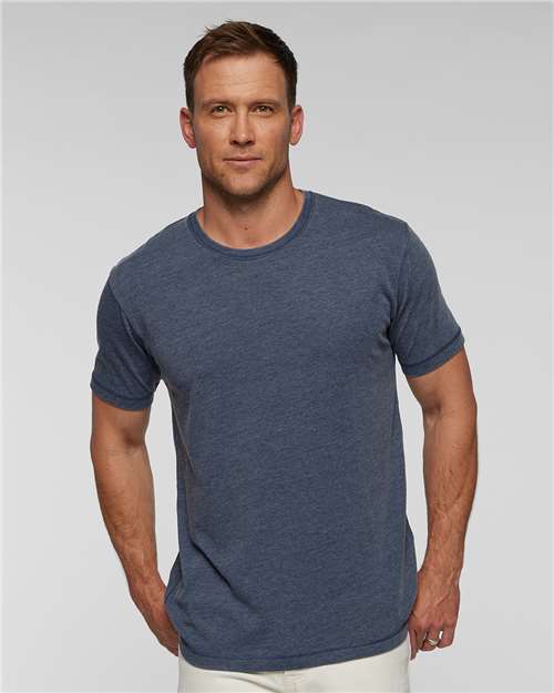 LAT 6902 Unisex Vintage Wash Tee - Washed Navy - model front