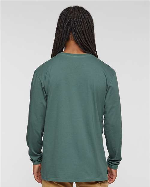LAT 6918 Unisex Fine Jersey Long Sleeve Tee - Basil - model back