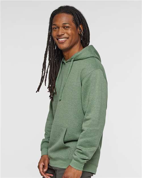 LAT 6926 Unisex Elevated Fleece Hoodie Sweatshirt - Bamboo Blackout - model side