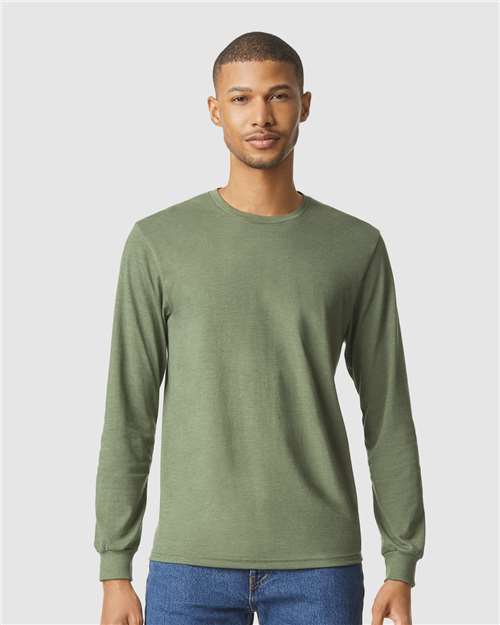 Gildan 64440CVC Unisex Softstyle CVC Long Sleeve T-Shirt - Cactus - model front