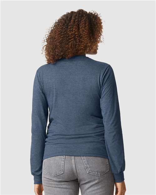 Gildan 64440CVC Unisex Softstyle CVC Long Sleeve T-Shirt - Navy Mist - model back