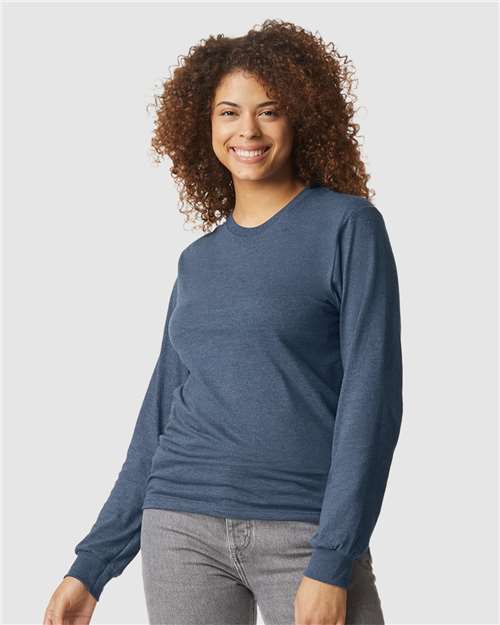 Gildan 64440CVC Unisex Softstyle CVC Long Sleeve T-Shirt - Navy Mist - model front