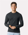 Gildan 64440CVC Unisex Softstyle CVC Long Sleeve T-Shirt - Pitch Black Mist - model front