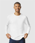 Gildan 64440CVC Unisex Softstyle CVC Long Sleeve T-Shirt - White - model front