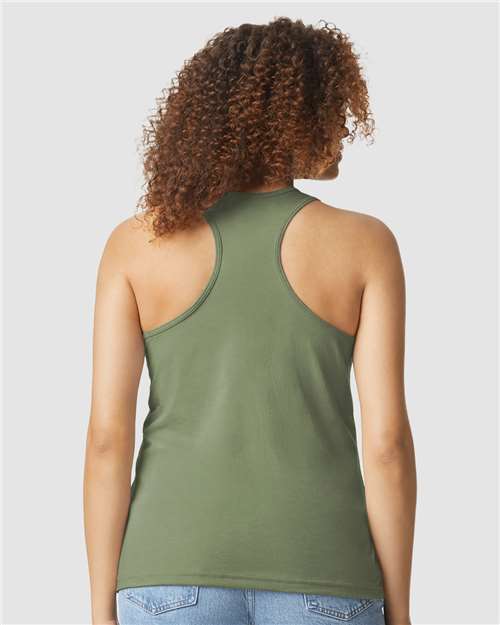Gildan 64220LCVC Women's Softstyle CVC Racerback Tank Top - Cactus - model back