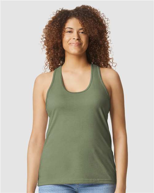 Gildan 64220LCVC Women's Softstyle CVC Racerback Tank Top - Cactus - model front
