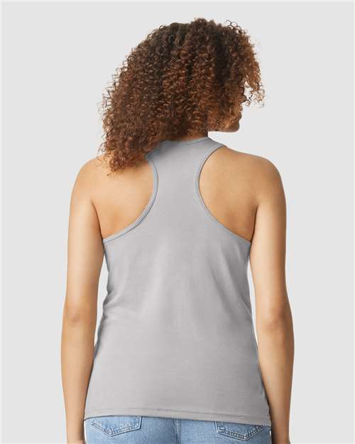 Gildan 64220LCVC Women's Softstyle CVC Racerback Tank Top - Cement - model back