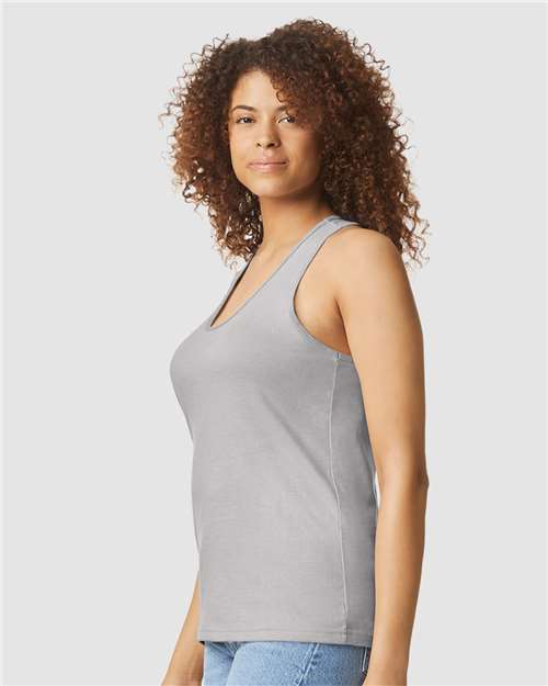 Gildan 64220LCVC Women's Softstyle CVC Racerback Tank Top - Cement - model side