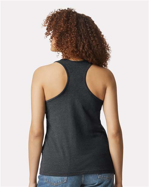 Gildan 64220LCVC Women's Softstyle CVC Racerback Tank Top - Pitch Black Mist - model back