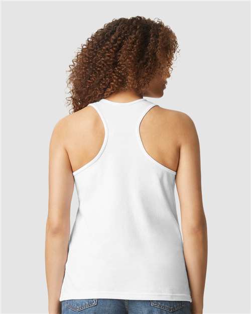 Gildan 64220LCVC Women's Softstyle CVC Racerback Tank Top - White - model back