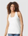 Gildan 64220LCVC Women's Softstyle CVC Racerback Tank Top - White - model front
