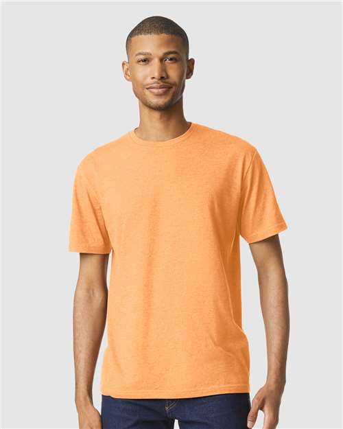 Gildan 64000CVC Unisex Softstyle CVC T-Shirt - Tangerine Mist - model front