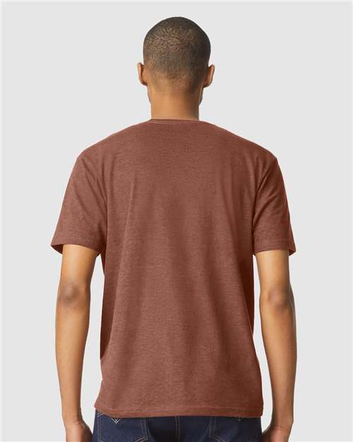 Gildan 64000CVC Unisex Softstyle CVC T-Shirt - Cocoa Mist - model back