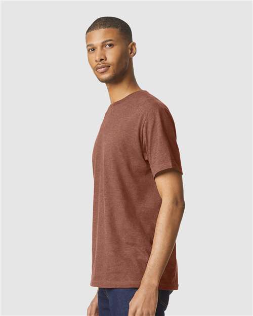 Gildan 64000CVC Unisex Softstyle CVC T-Shirt - Cocoa Mist - model side