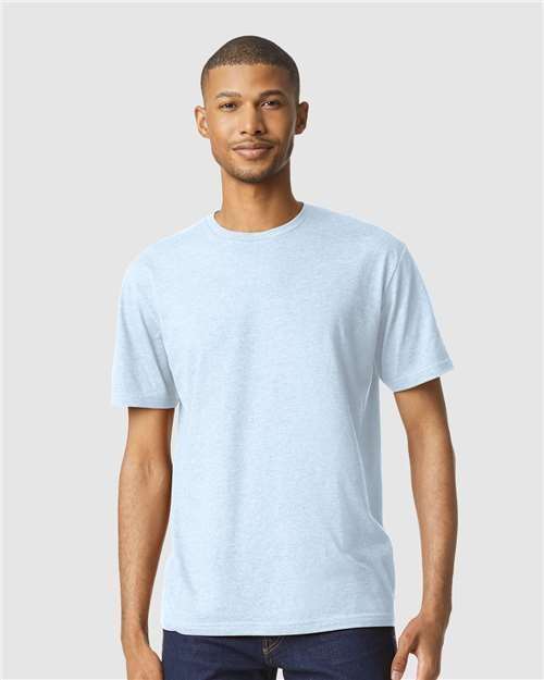 Gildan 64000CVC Unisex Softstyle CVC T-Shirt - Light Blue Mist - model front