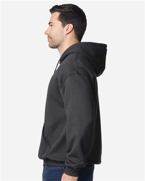 Gildan 18500 Heavy Blend Hooded Sweatshirt - Fan Charcoal Heather - model side