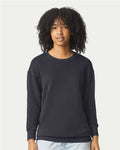 Comfort Colors 1466 Unisex Garment-Dyed Lightweight Crewneck Sweatshirt - Black - model front