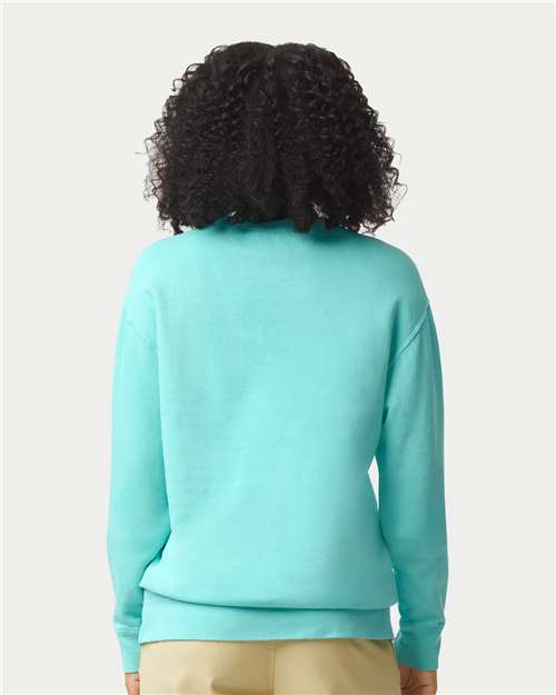 Comfort Colors 1466 Unisex Garment-Dyed Lightweight Crewneck Sweatshirt - Chalky Mint - model back