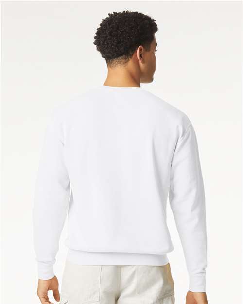 Comfort Colors 1466 Unisex Garment-Dyed Lightweight Crewneck Sweatshirt - White - model back
