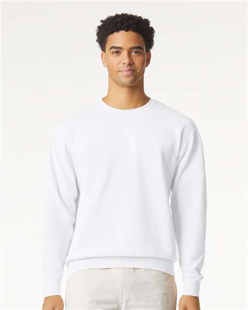 Comfort Colors 1466 Unisex Garment-Dyed Lightweight Crewneck Sweatshirt - White - model front