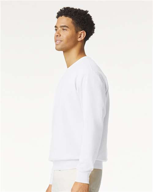 Comfort Colors 1466 Unisex Garment-Dyed Lightweight Crewneck Sweatshirt - White - model side