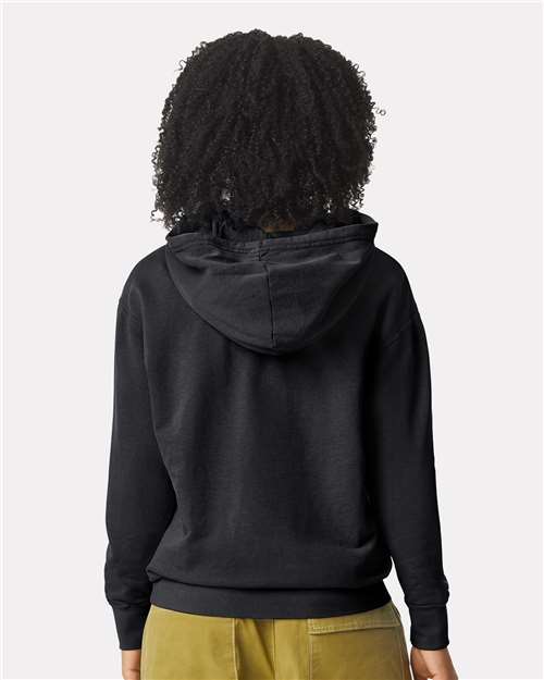 Comfort Colors 1467 Unisex Garment-Dyed Lightweight Hooded Sweatshirt - Black - model back