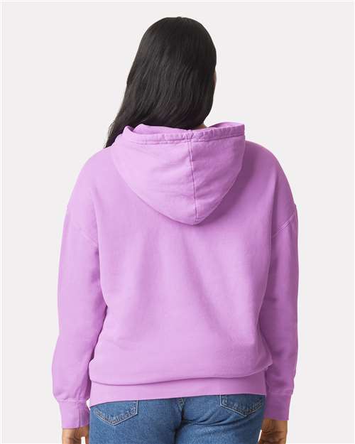 Comfort Colors 1467 Unisex Garment-Dyed Lightweight Hooded Sweatshirt - Neon Violet - model back