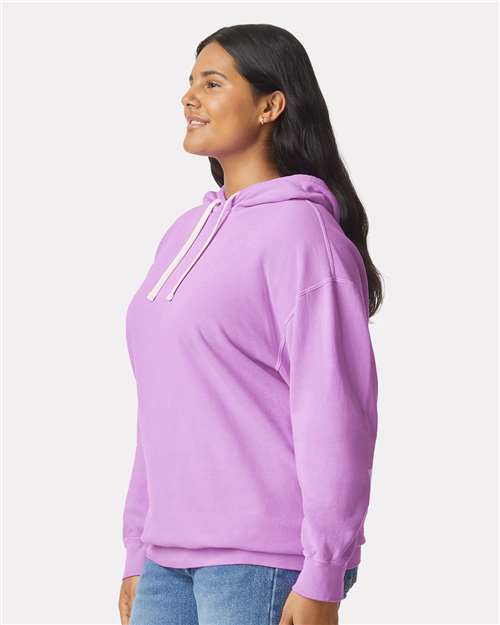 Comfort Colors 1467 Unisex Garment-Dyed Lightweight Hooded Sweatshirt - Neon Violet - model side