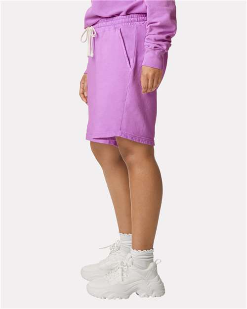 Comfort Colors 1468 Unisex Garment-Dyed Lightweight Sweat Shorts - Neon Violet - model side