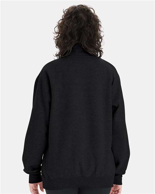 Champion S450 Unisex Powerblend Quarter-Zip Pullover - Black - model back