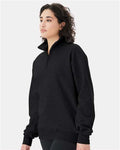 Champion S450 Unisex Powerblend Quarter-Zip Pullover - Black - model side