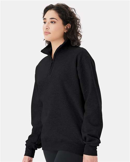 Champion S450 Unisex Powerblend Quarter-Zip Pullover - Black - model side
