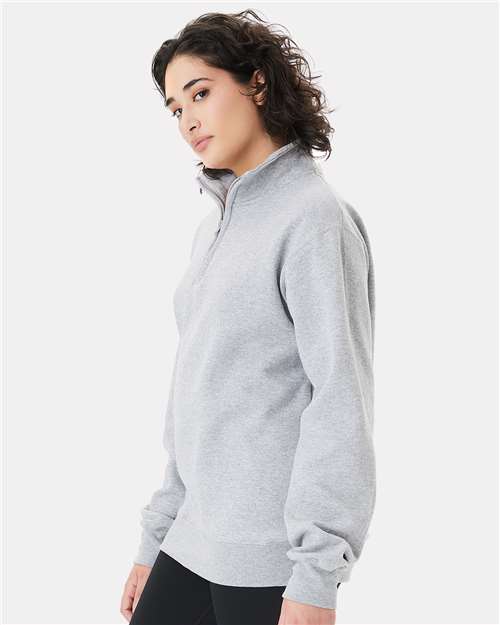 Champion S450 Unisex Powerblend Quarter-Zip Pullover - Light Steel - model side