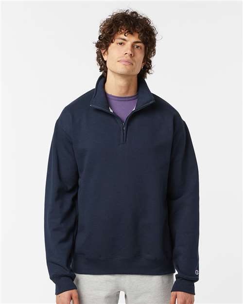 Champion S450 Unisex Powerblend Quarter-Zip Pullover - Navy - model front