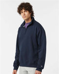 Champion S450 Unisex Powerblend Quarter-Zip Pullover - Navy - model side