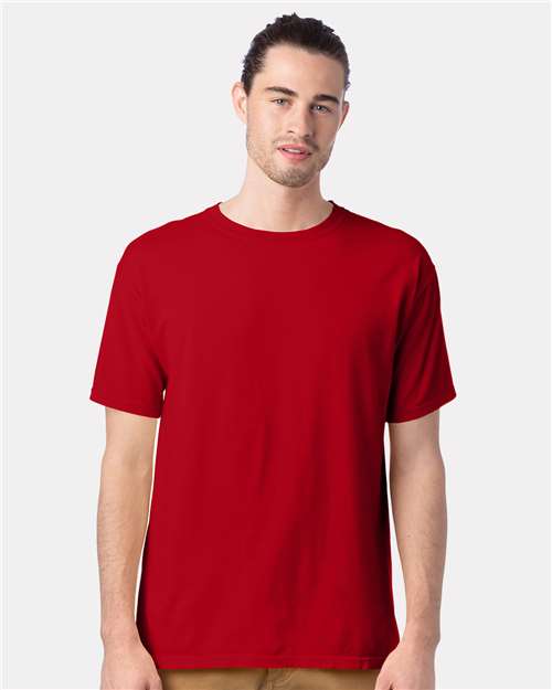 Hanes GDH100 Men's Garment-Dyed T-Shirt - Athletic Red - model front