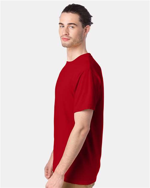 Hanes GDH100 Men's Garment-Dyed T-Shirt - Athletic Red - model side