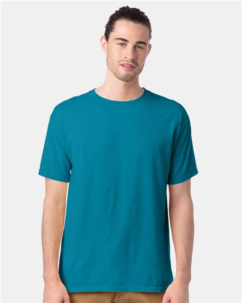 Hanes GDH100 Men's Garment-Dyed T-Shirt - Ocean Depths - model front